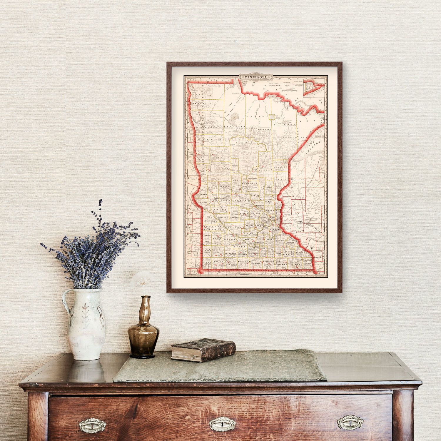 Vintage Map of Minnesota 1882