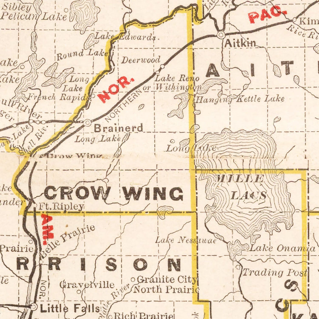 Vintage Map of Minnesota 1882