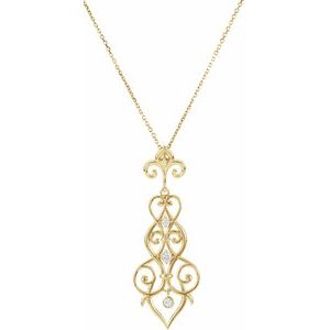 14K Yellow Gold 1/6 CTW Natural Diamond Decorative Fleur-de-lis 18" Necklace