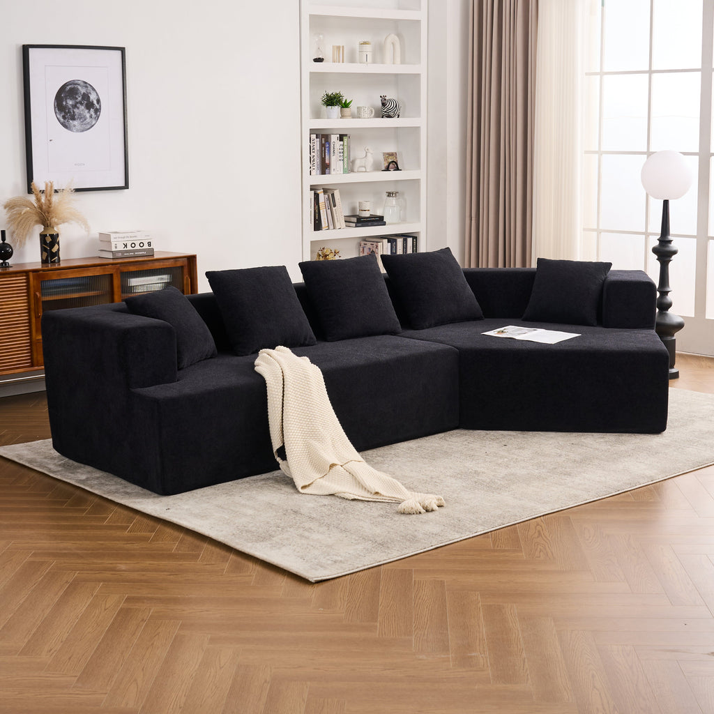 Memory Foam Couch, No Installation & Easy to Transport, Deep Seat Modern Sofa with Chenille Fabric, Couch for Living Room, Bedroom, Apartment, Home Office
