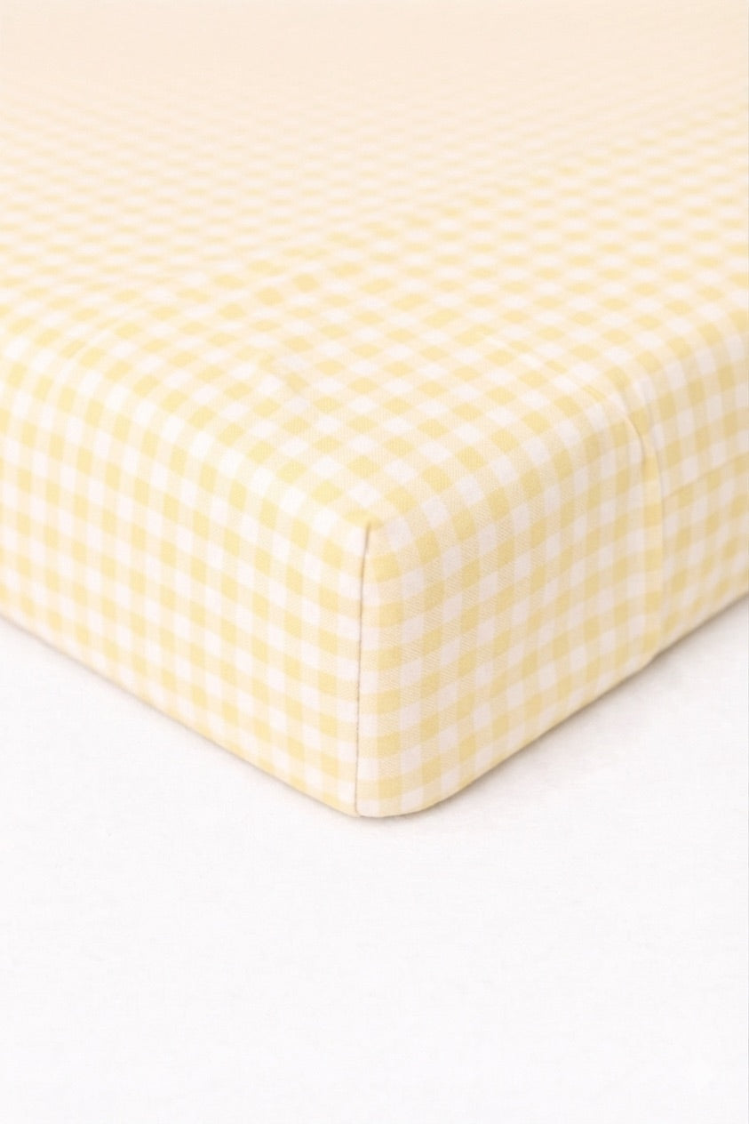 Yellow White Gingham Crib Sheet