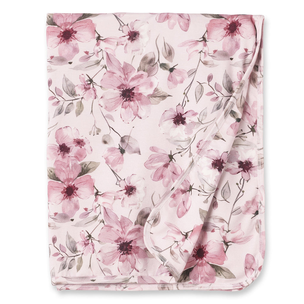 Watercolor Floral Baby Stroller Blanket - Bamboo
