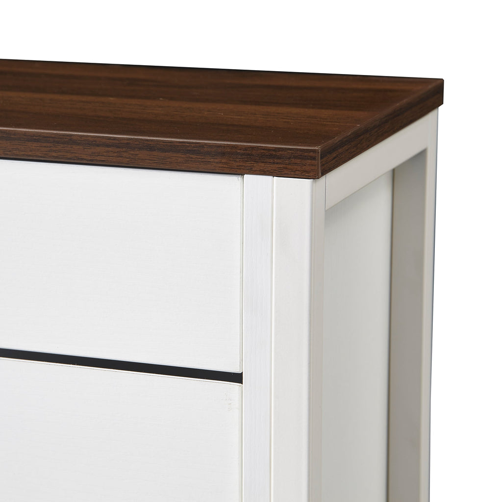 Shoe Storage Cabinet with 3 Flip Drawers&1 Drawer, Slim Freestanding Storage Racks for Entryway, Hallway, Hidden Narrow Shoe Organizers Perfect for Heels, Boots, Slippers, white/Walnut