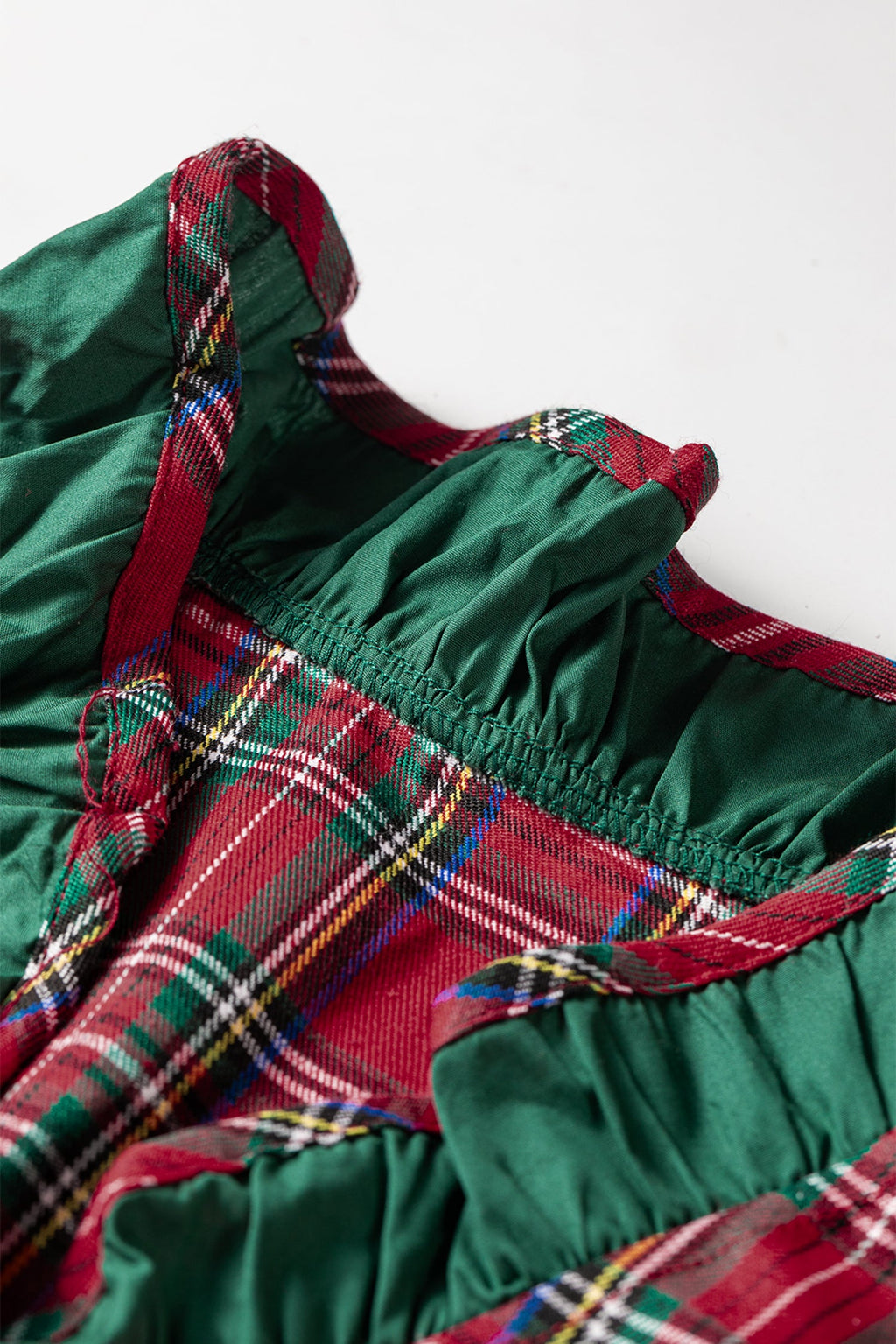 Plaid Ruffle Colorblock Buttoned Mini Dress