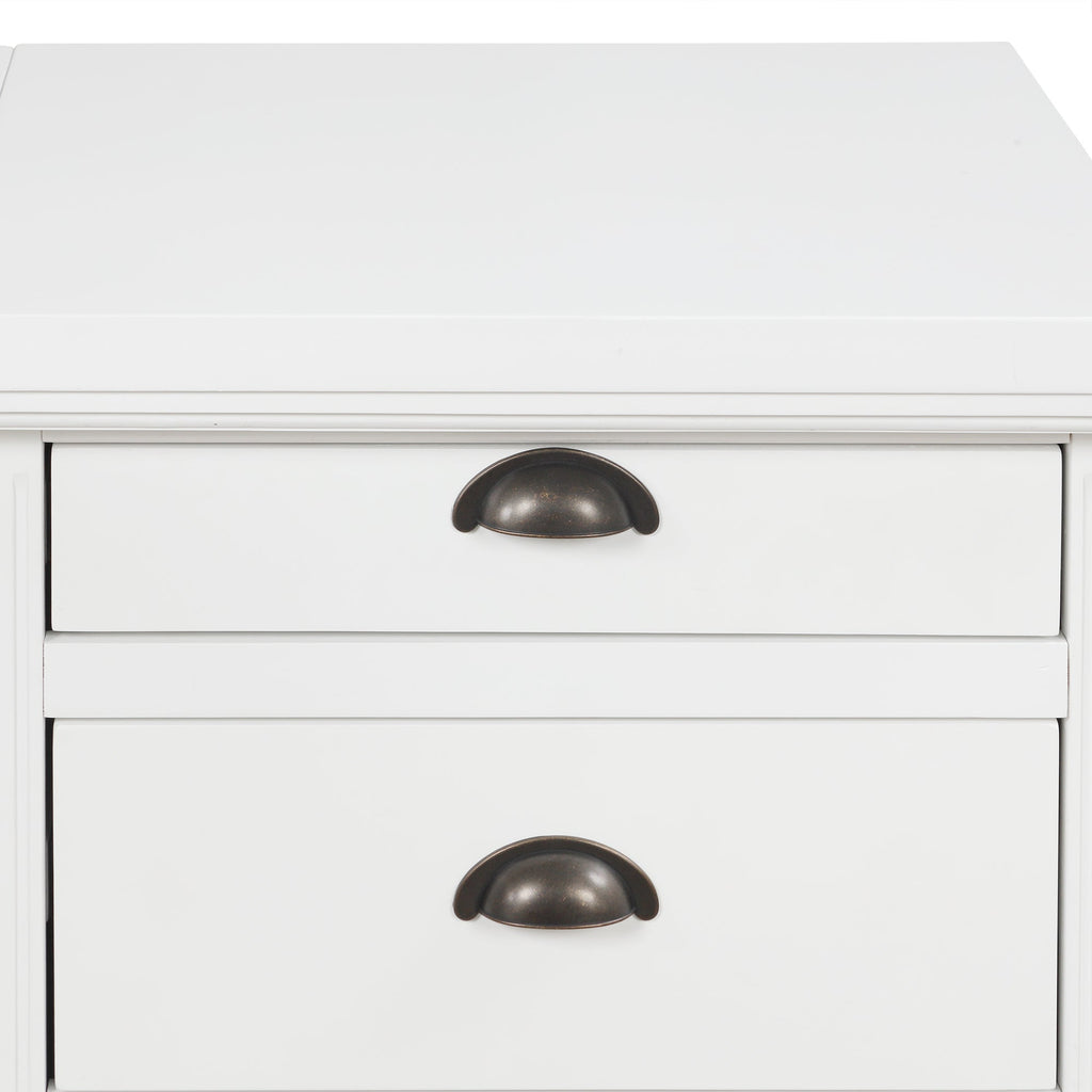 57.68' Modern L Shaped Executive Desk with 2 Storage Cabinets and 3 Drawers,Corner Writing Desk,Office Desk Furniture,Computer Desks with Depth Workstation for Home Office,Living room,White