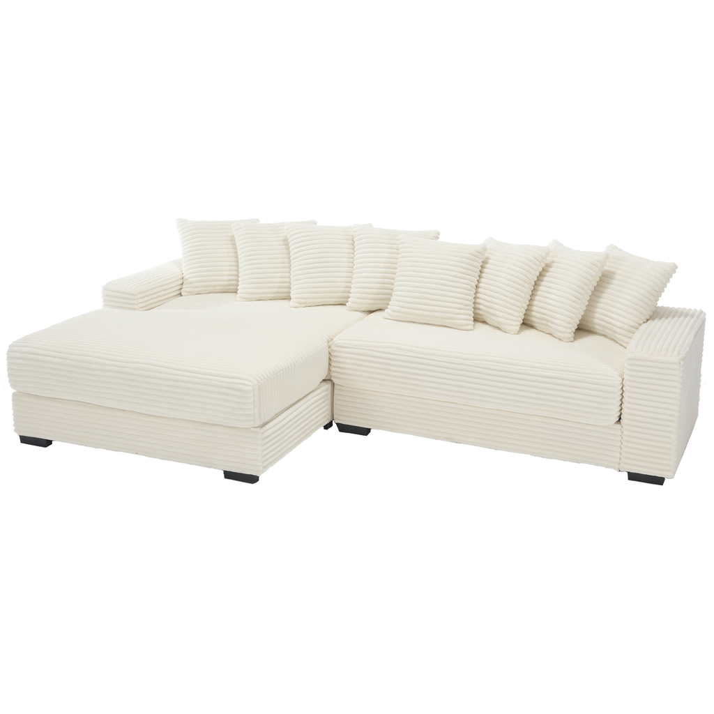 [NEW ARRIVED] [VIDEO PROVIDED] Oversized Two-Piece  Couches,  L Shaped Sofa, Corduroy, Left Chaise Daybed,with Armrests,Eight Throw Pillows,Corner Sofa,Easy To Assemble, Beige