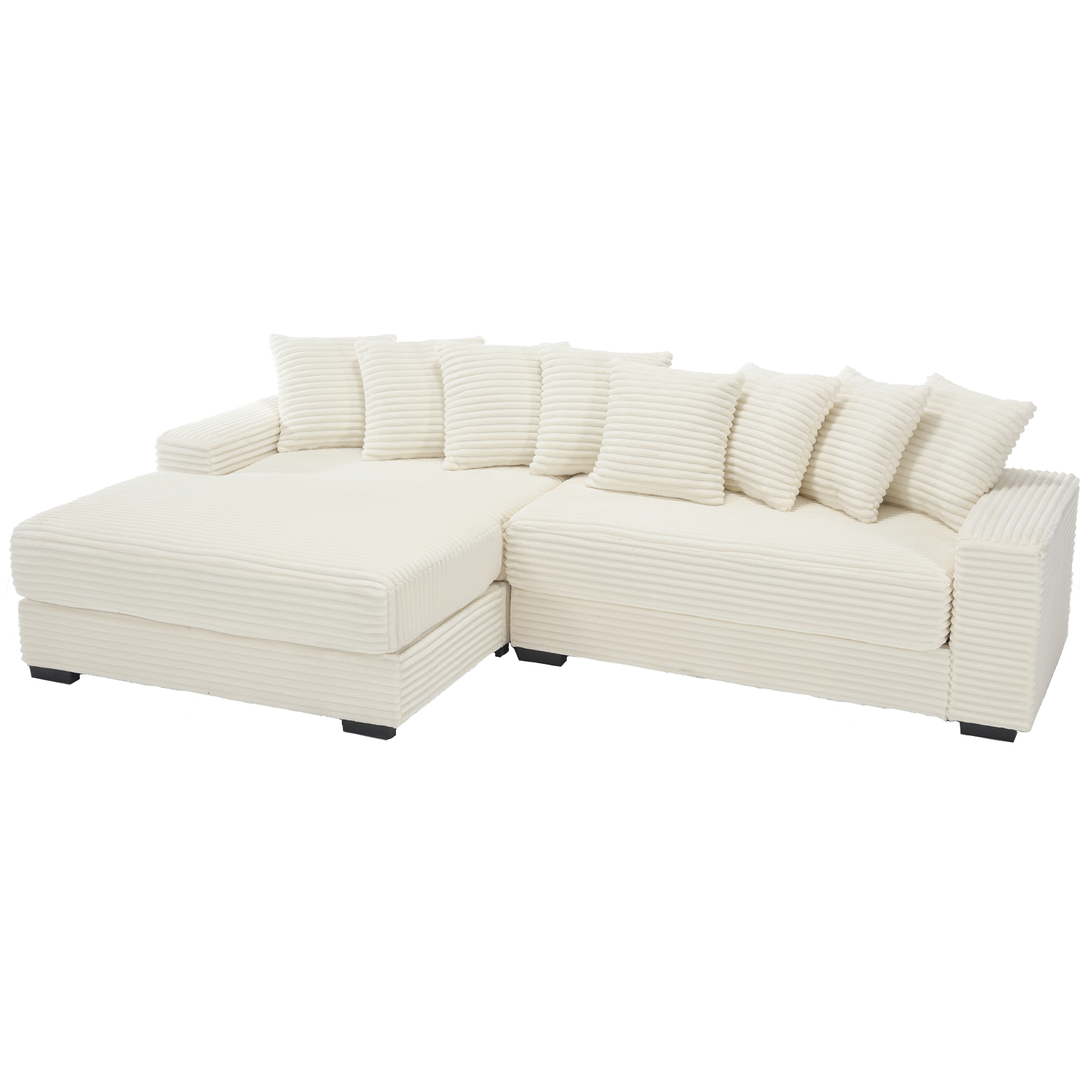 [NEW ARRIVED] [VIDEO PROVIDED] Oversized Two-Piece  Couches,  L Shaped Sofa, Corduroy, Left Chaise Daybed,with Armrests,Eight Throw Pillows,Corner Sofa,Easy To Assemble, Beige
