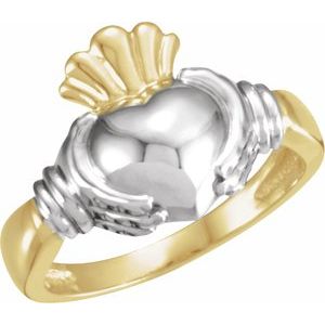 10K Yellow/White Gold Claddagh Band Size 7