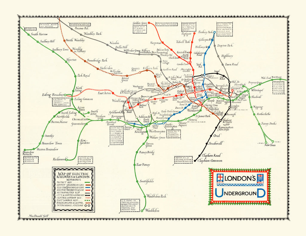 Vintage Map of London's Underground 1922