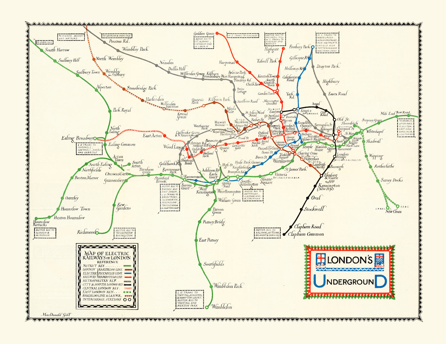 Vintage Map of London's Underground 1922