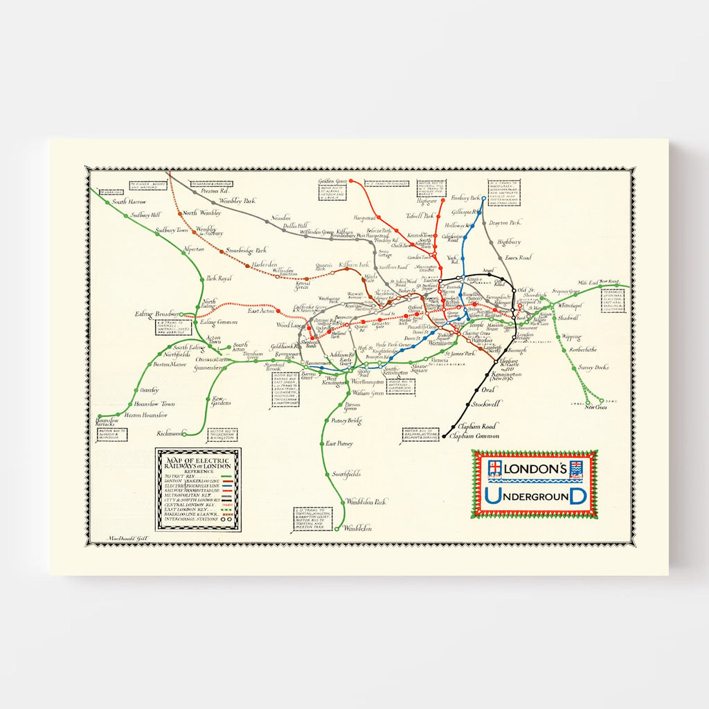 Vintage Map of London's Underground 1922