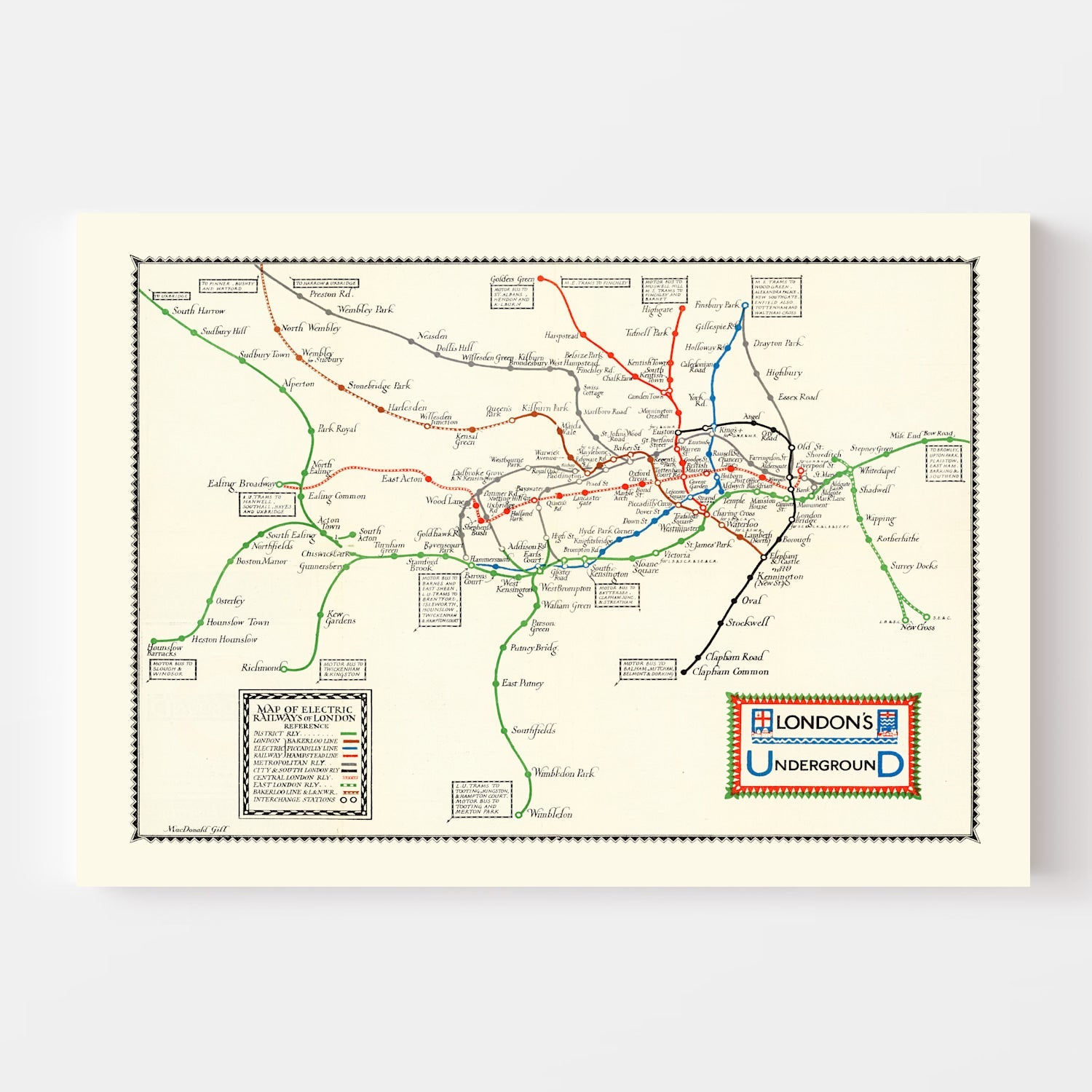 Vintage Map of London's Underground 1922