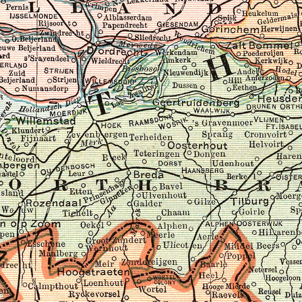 Vintage Map of Netherlands, Belgium & Luxembourg 1901