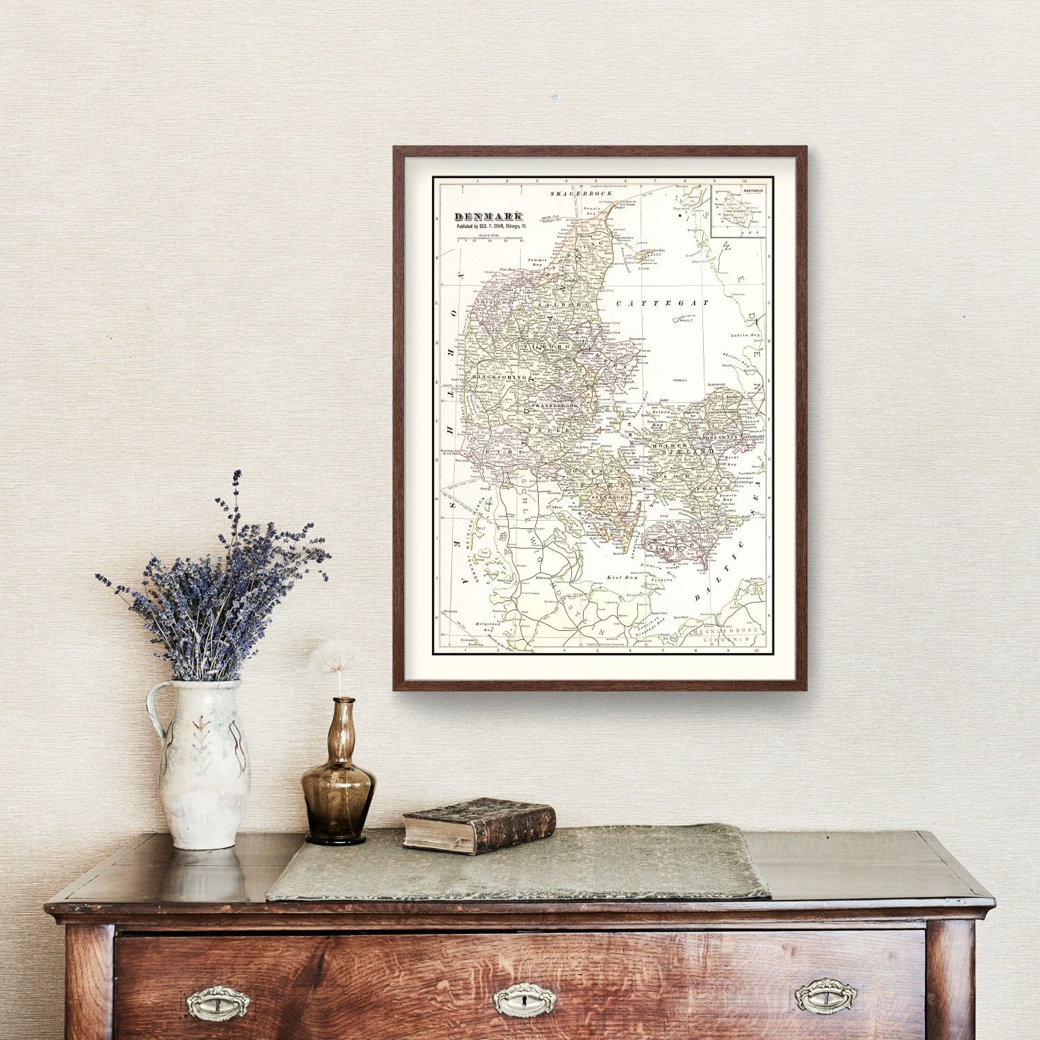 Vintage Map of Denmark 1901