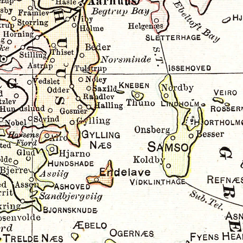 Vintage Map of Denmark 1901