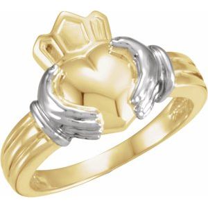 10K White/Rose Gold Claddagh Band