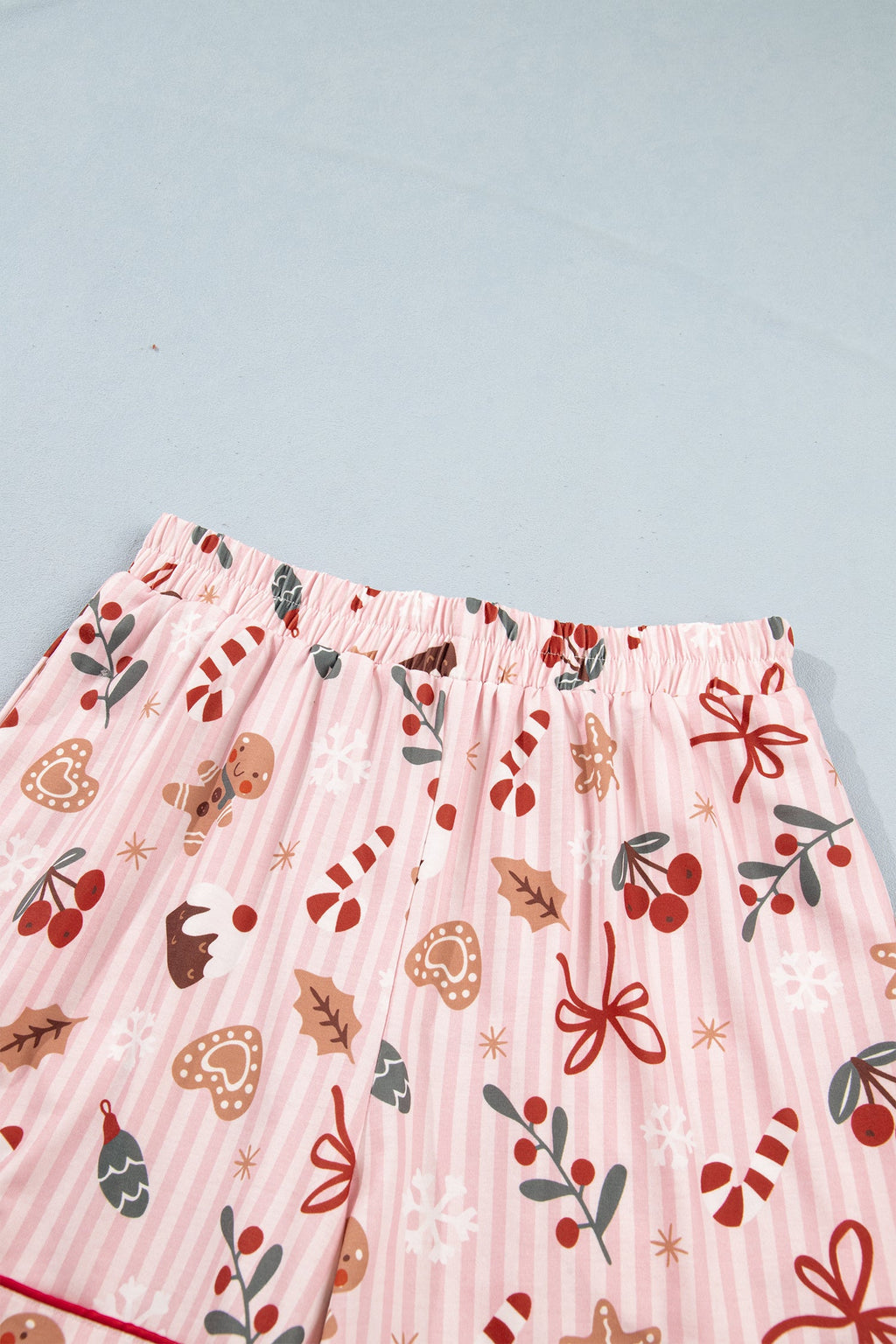 Christmas Stripe Buttoned Top & Shorts Pajama Set