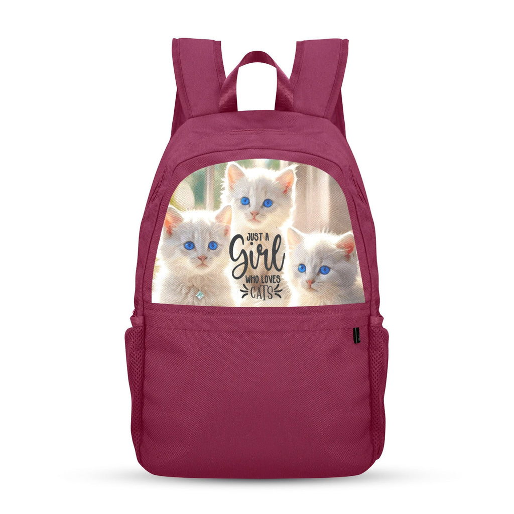 Just a Girl Who Loves Cats Magenta Backpack | Upper Part Printing