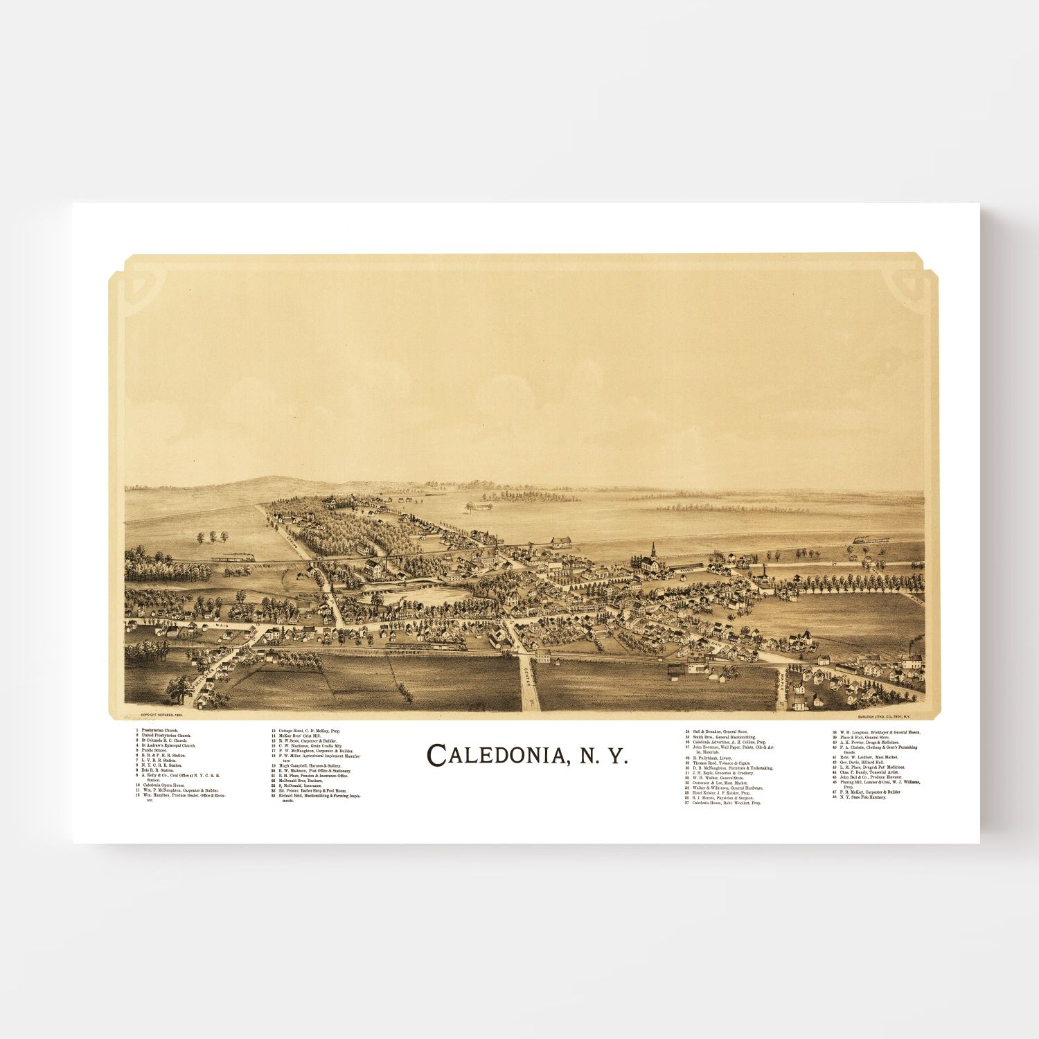 Vintage Map of Caledonia, New York 1892