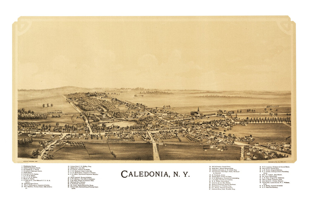 Vintage Map of Caledonia, New York 1892
