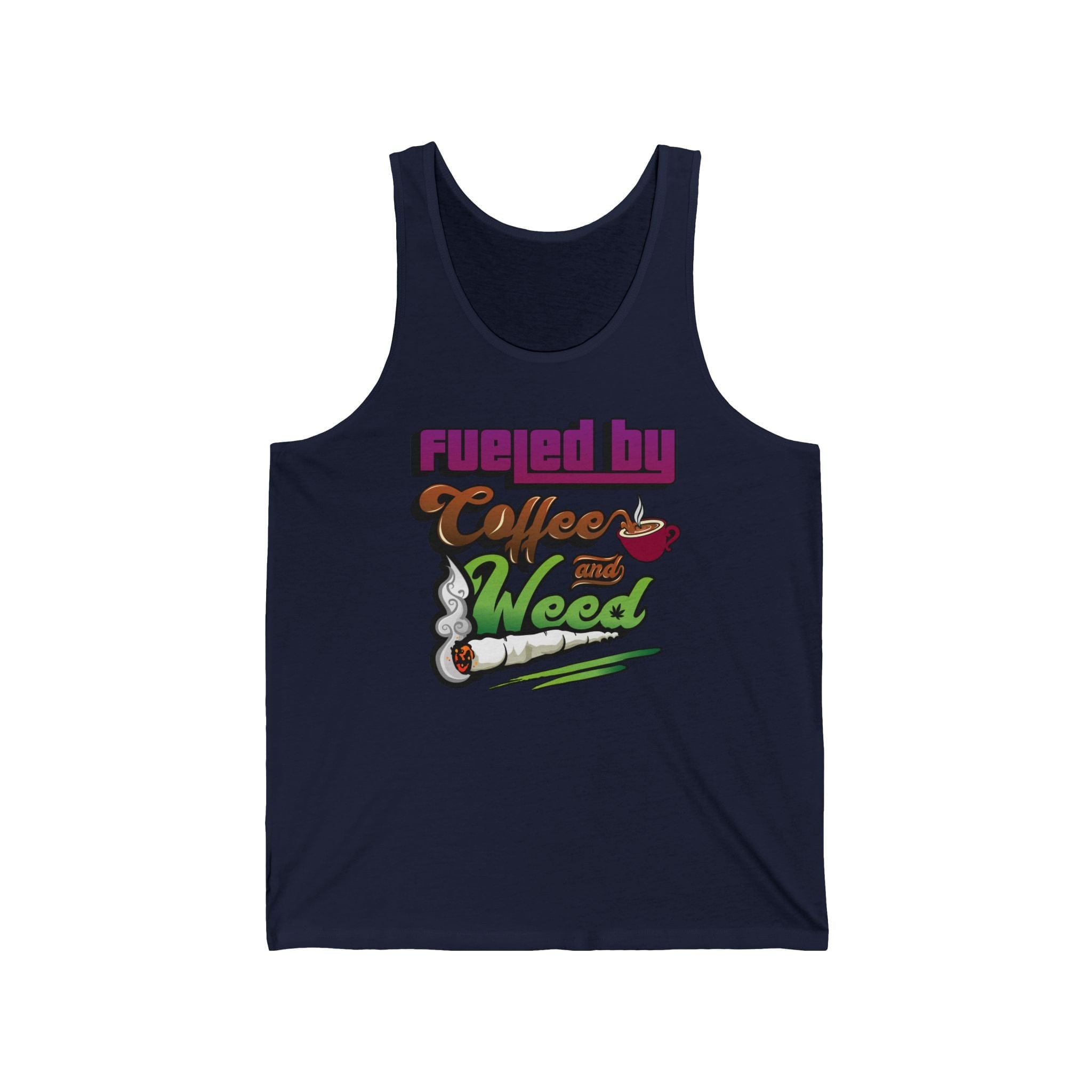 Fueled by Coffee and Weed – Unisex Jersey Tank Top