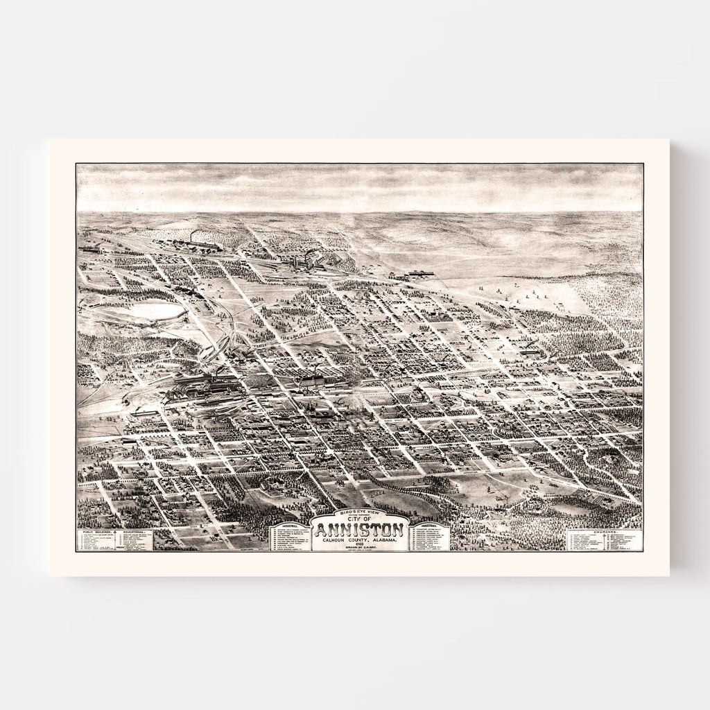Vintage Map of Anniston, Alabama 1903