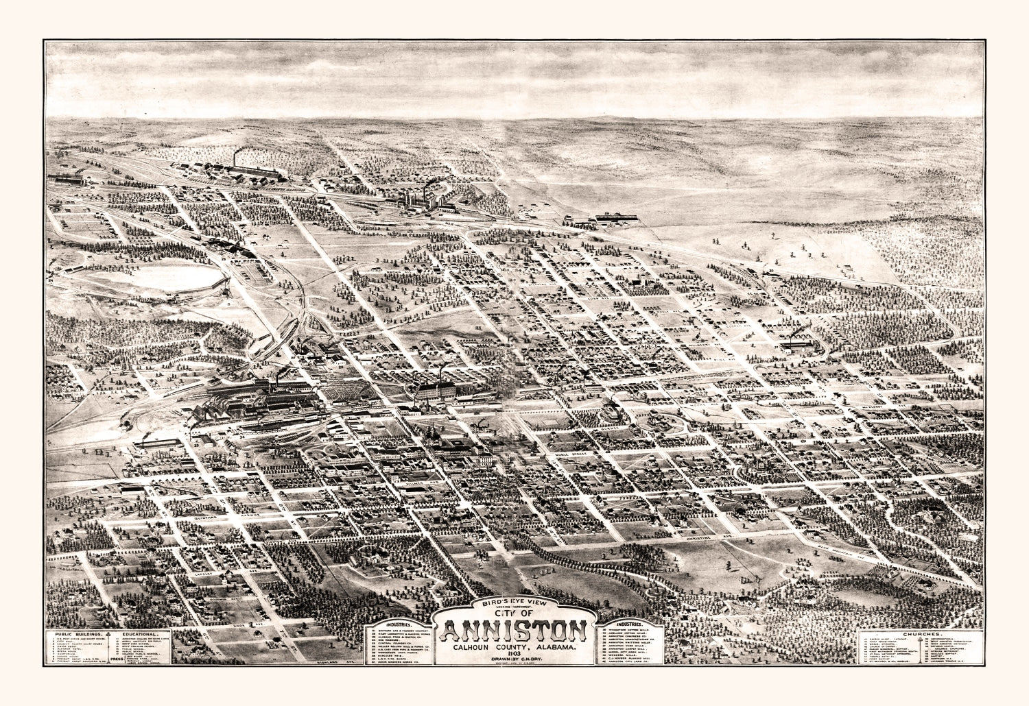 Vintage Map of Anniston, Alabama 1903