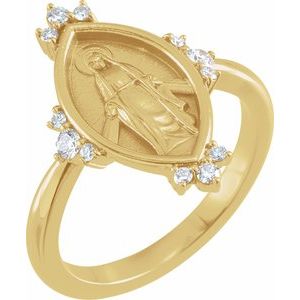 14K Yellow Gold 1/5 CTW Natural Diamond Miraculous Medal Ring