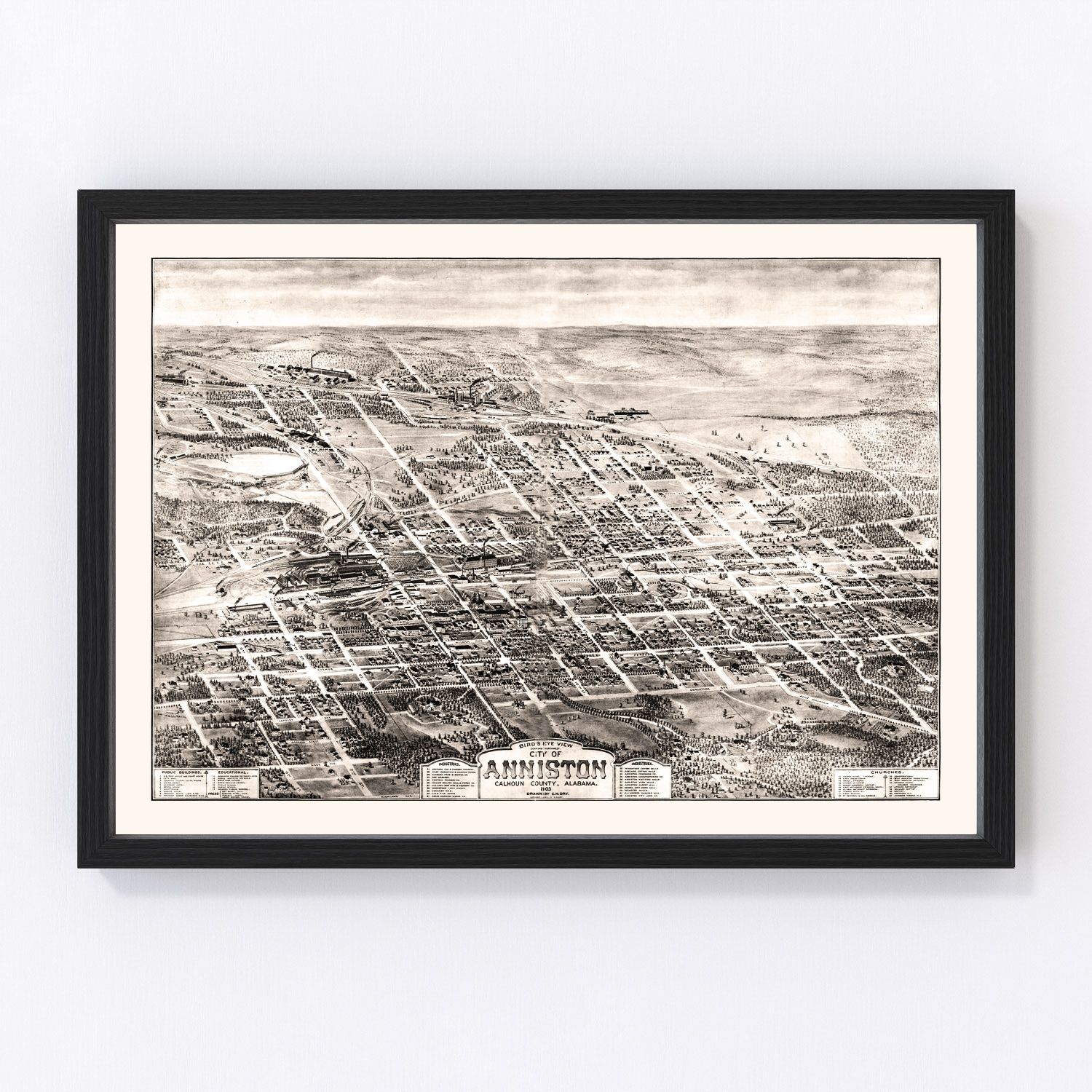 Vintage Map of Anniston, Alabama 1903