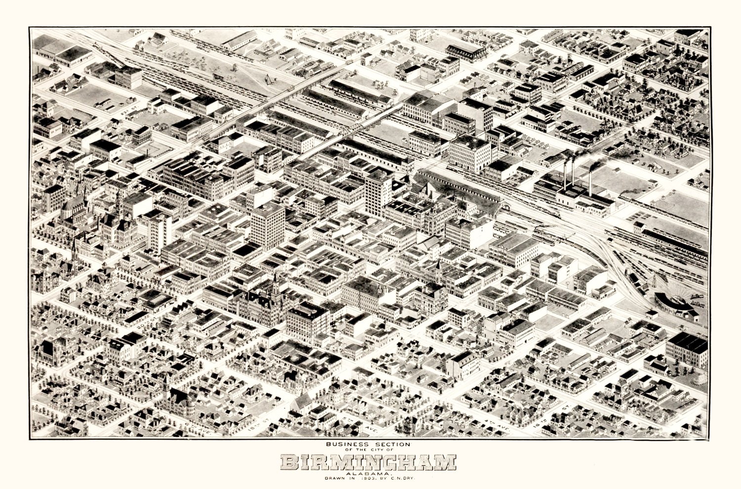 Vintage Map of Birmingham, Alabama 1903
