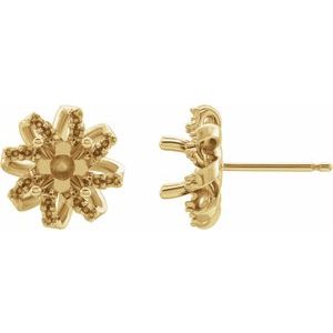 14K Yellow Gold 5 mm Round Twisted Halo-Style Earring Mounting