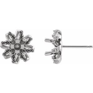 Sterling Silver 5 mm Round Twisted Halo-Style Earring Mounting