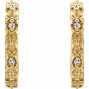 14K Yellow Gold .04 CTW Natural Diamond Vintage-Inspired J-Hoop Earrings – image 2