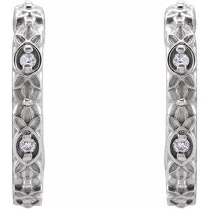 Platinum .04 CTW Natural Diamond Vintage-Inspired J-Hoop Earrings – image 2