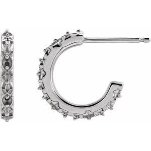 14K White Gold 1.1 mm Round Vintage-Inspired J-Hoop Earring Mounting