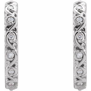 14K White Gold .06 CTW Natural Diamond Sculptural Hoop Earrings – image 2