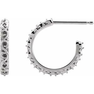 Platinum .8 mm Round Sculptural Hoop Earring Mounting