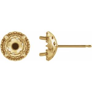 18K Yellow Gold 4.5 mm Round Halo-Style Earring Mounting