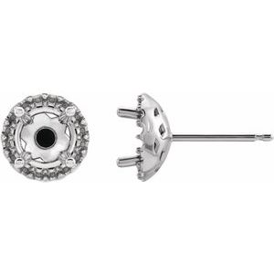 Platinum 6.5 mm Round Halo-Style Earring Mounting