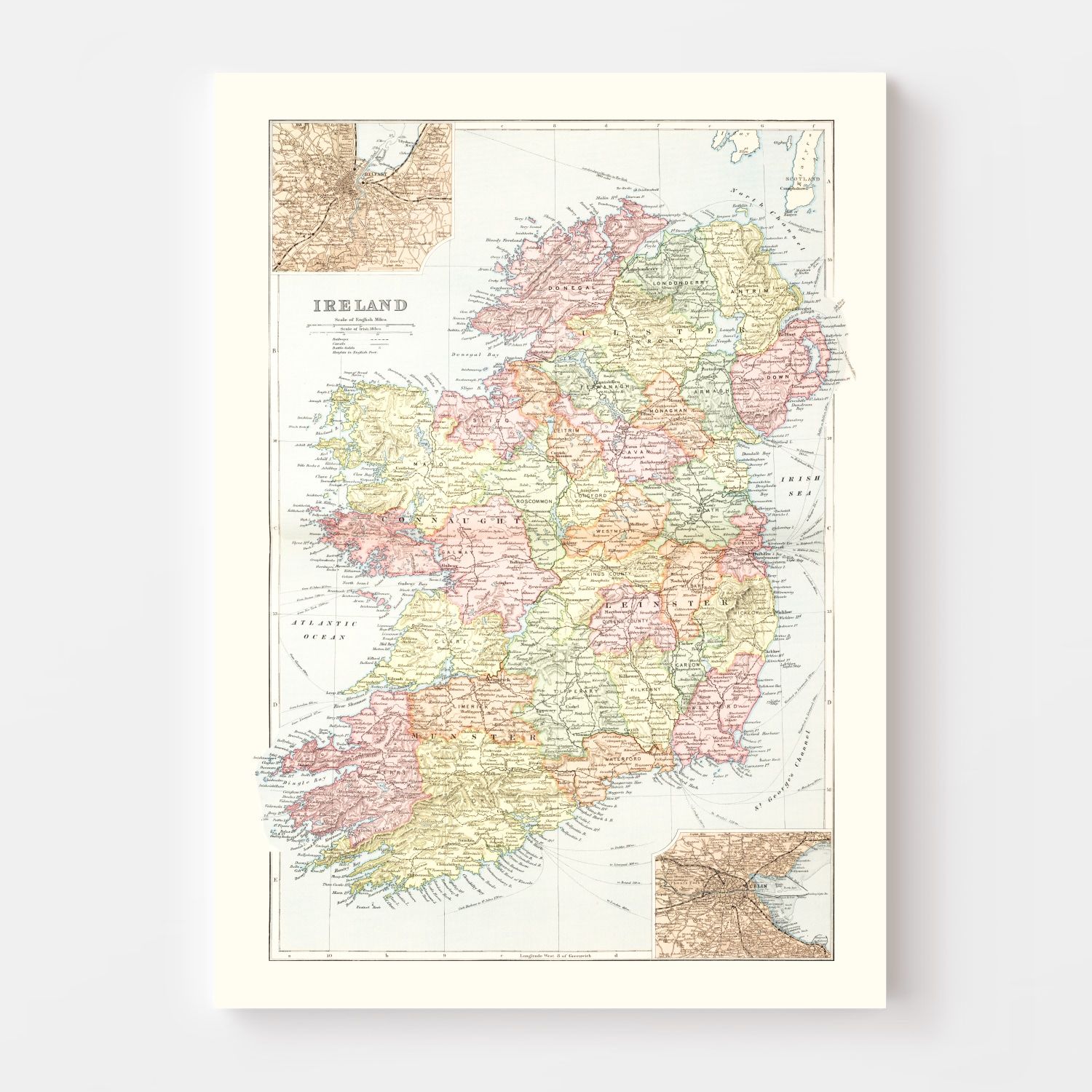 Vintage Map of Ireland 1891