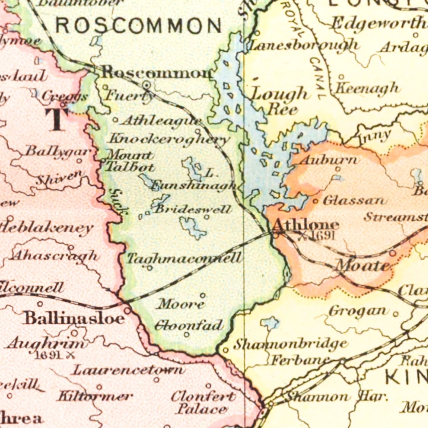 Vintage Map of Ireland 1891