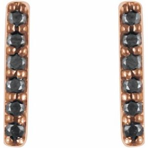 14K Rose Gold 1/10 CTW Natural Black Diamond Bar Earrings – image 2