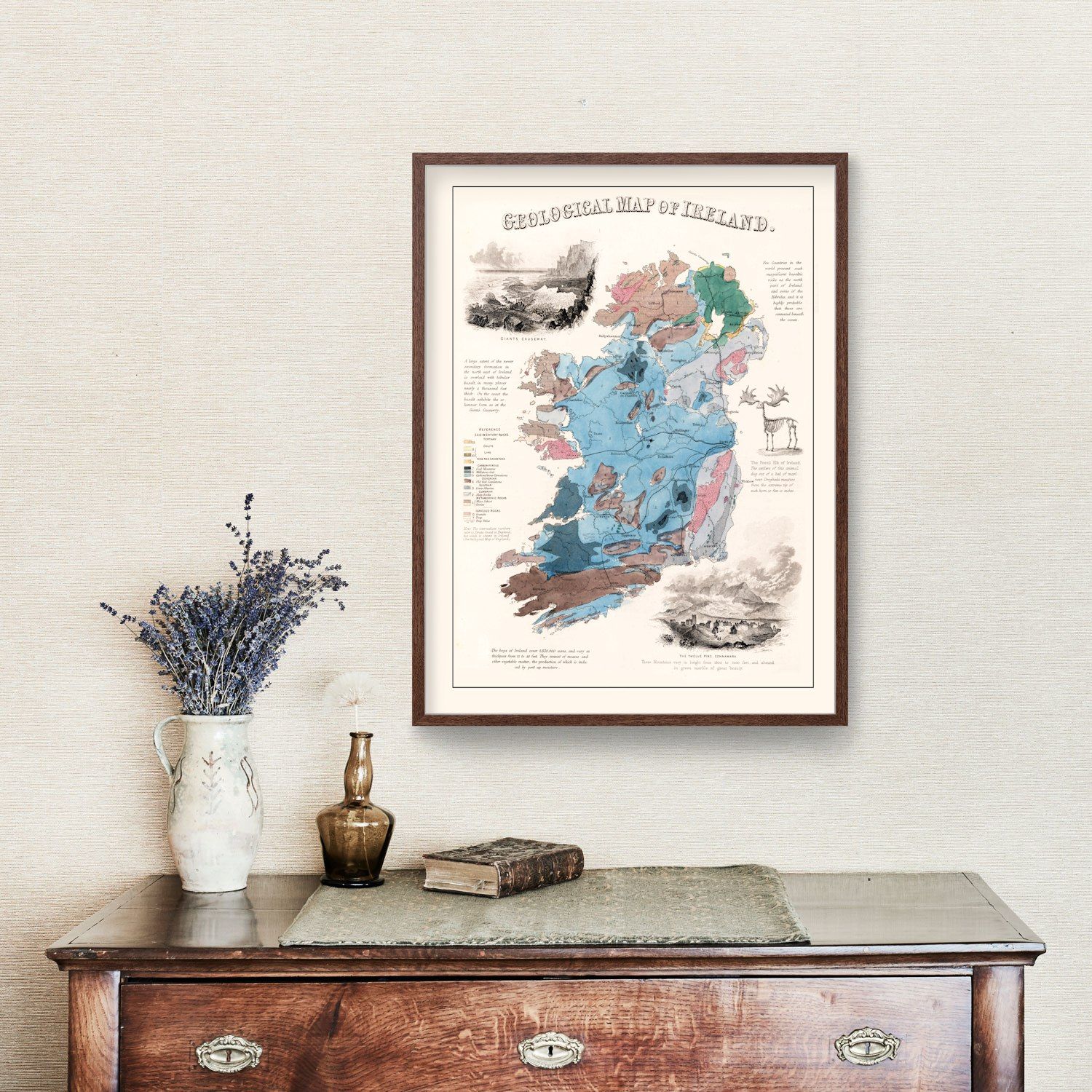 Vintage Geological Map of Ireland 1850