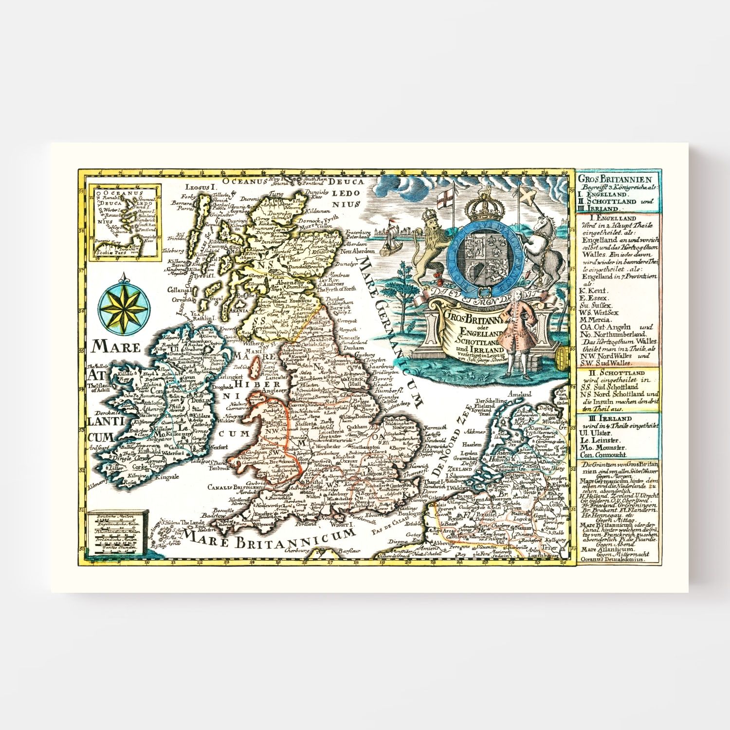 Vintage Map of England, Scotland & Ireland 1790