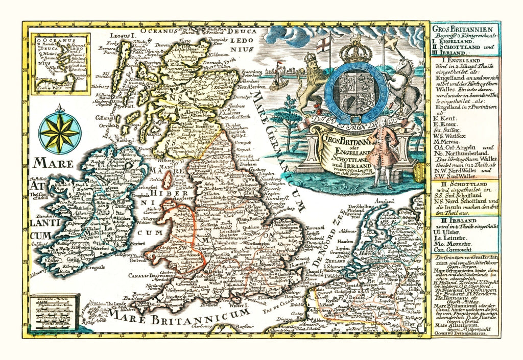 Vintage Map of England, Scotland & Ireland 1790