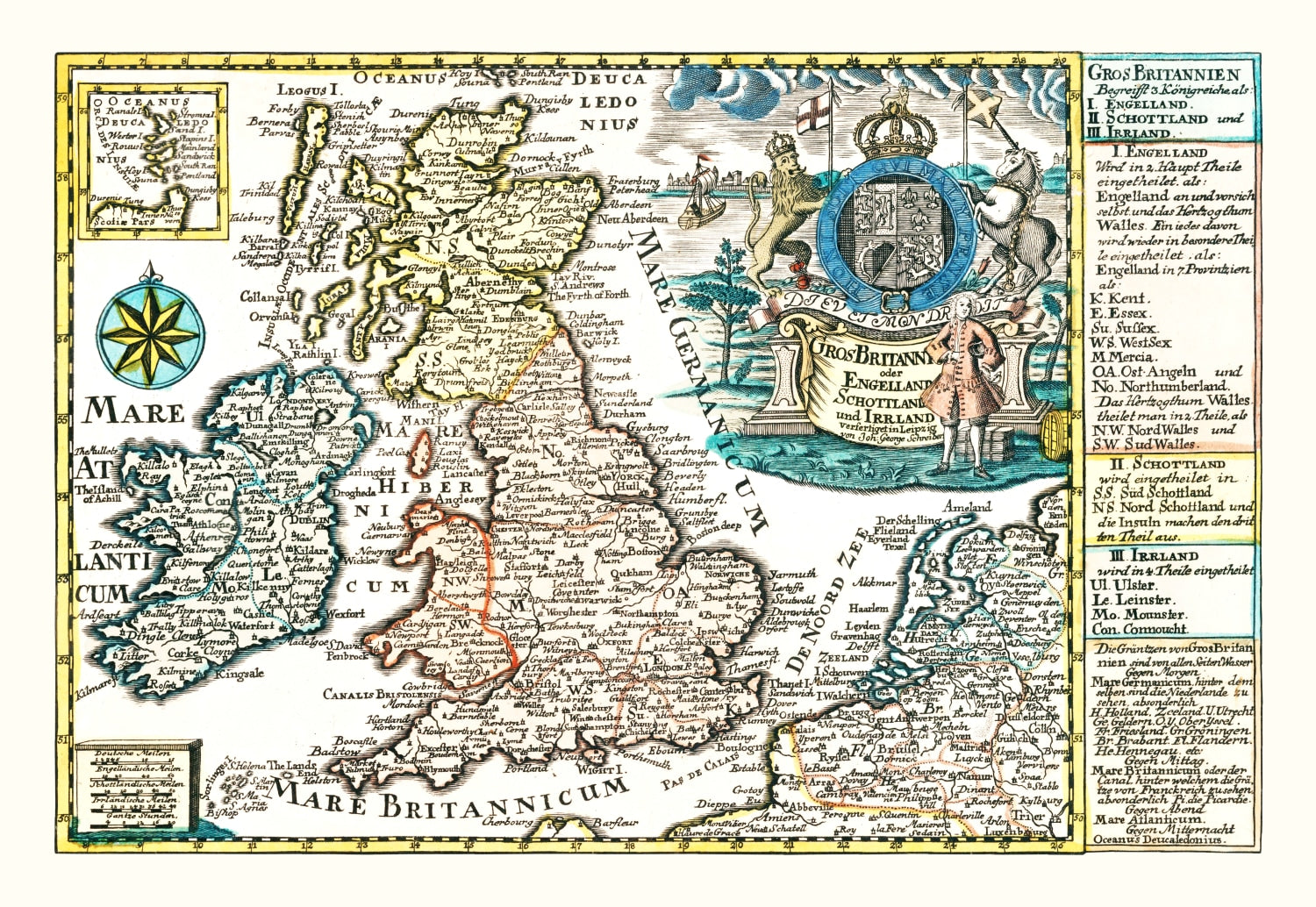 Vintage Map of England, Scotland & Ireland 1790