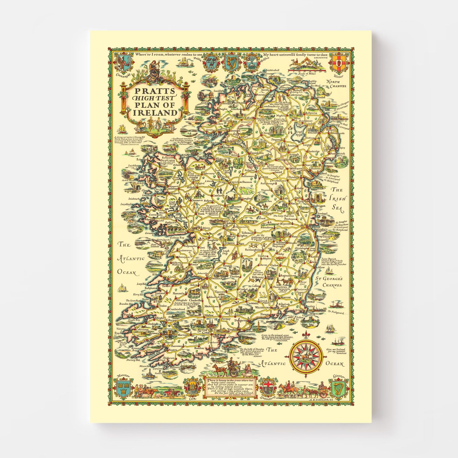 Vintage Map of Ireland 1933