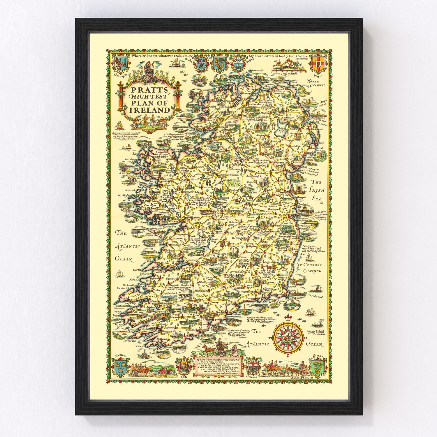 Vintage Map of Ireland 1933