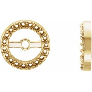 14K Yellow Gold Halo-Style Earring Jacket Mounting with 5.3 mm ID