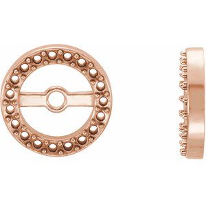 14K Rose Gold Halo-Style Earring Jacket Mounting with 5.3 mm ID
